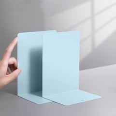 Deli 78650 2 Pieces Of Thickened Desktop Metal Bookends, Green, Beige, Dark Gray, Light Green