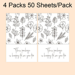 4 Packs 50 Sheets/Pack  Green Leaf Rectangular Stickers Gift Box Sealing Stickers, A1, A2, A3