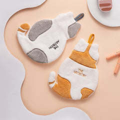 Home Kitchen Bathroom Cute Cat Hand Towel, Yellow, Grey