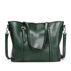 888-G9 Oil Wax Leather All-Match Fashion Handbag, Wine Red, Khaki, Green, Navy Blue, Black, Dark Grey, Deep Purple, Pink