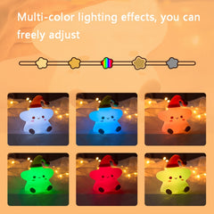 Silicone Star Colorful Bedside Night Light, Spec:, Touch Sensor, Remote Control