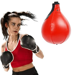 Suspended Pear-Shaped Boxing Speed Ball, Black Red White, Red