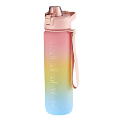 1000ml Large Capacity Gradient ColorsPlastic Sports Water Cup, Silver Gray, Cherry Pink, Sky Blue