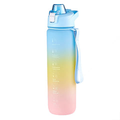 1000ml Large Capacity Gradient ColorsPlastic Sports Water Cup, Silver Gray, Cherry Pink, Sky Blue