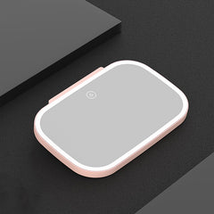 Car Sun Visor Makeup Mirror With LED Light, White, Pink