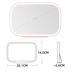 Car Sun Visor Makeup Mirror With LED Light, White, Pink
