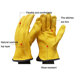 1 Pair JJ-1011 Cowhide Outdoor Wear-resistant Gardening Gloves, Size:, M, L, XL