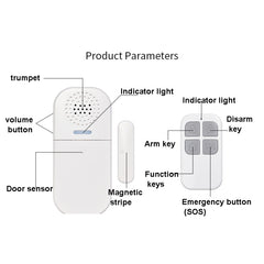 MC-05 130dB Remote Door Magnetic Alarm With Light Reminder