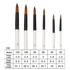 Zhuting Nylon Wool Stick Gouache Brush Set, 6 PCS/Set Pointed, 6 PCS/Set Flat Head, 6PCS/Set Tongue Peak, 6PCS/Set Perseveral Peak