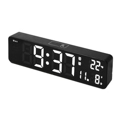 6625D LED Digital Alarm Clock Luminous Desktop Timer Temperature Display Alarm Clock, Black Shell Green Light, Black Shell White Light