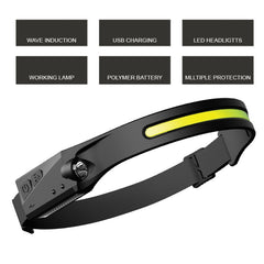 Silicone LED Smart Sensor Light Outdoor Strong Light Long-Beam Headlight, LX200 White Light