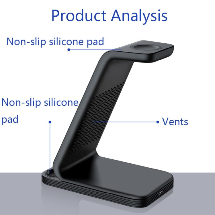 D2 3 In 1 15W Wireless Vertical Charger, D2 (Black)