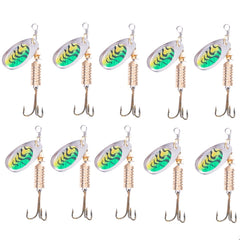 10 PCS HENGJIA  SP054 6.7cm / 7g Fresh Water Sequins Road Bait, Silver, Gold, Gold+Silver, Green Stripes, Black Gold Point, Copper