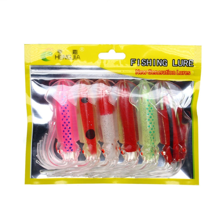 6 PCS / Bag HENGJIA SO1516 12cm / 15cm Colorful Octopus Fake Bait, SO1516