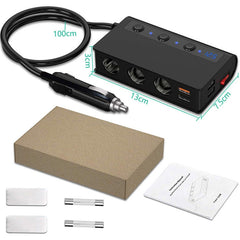 TR24 3 In 1 Car Cigarette Lighter Independent Switch Charger, TR24 (Black), TR24 (Black Red)
