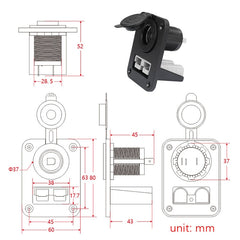 Andersen Panel Large Current Plug With 12V Cigarette Lighter Panel Combination, PA5403