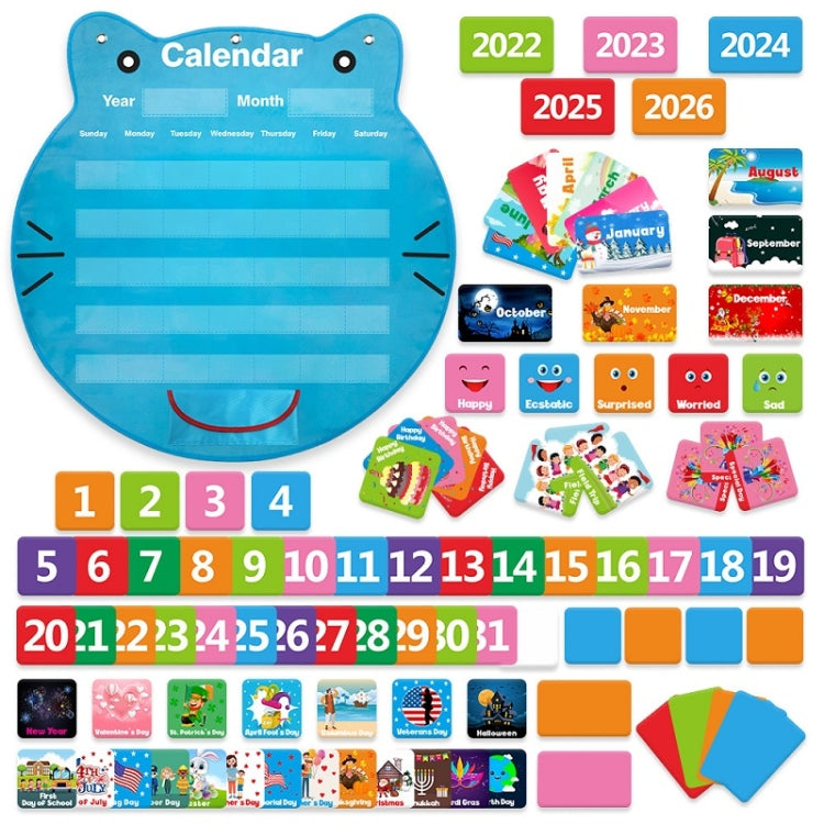 Classroom Decoration Cat Head Calendar Hanging Bag, Cat Head Calendar