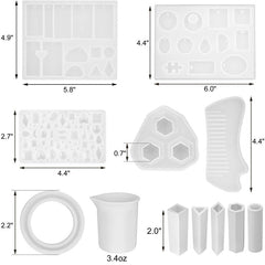 129 In 1 Time Gem Necklace Pendant Crystal Epoxy Resin Silicone Mold Set, Necklace Mold Set