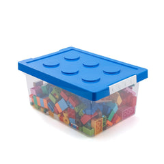 Children Building Blocks Toy Storage Box Transparent Storage Box With Lid, Yellow, Red, Green, Blue