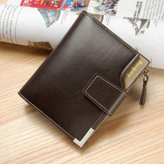 Baellerry Casual Multifunctional Wallet Zipper Buckle Tri-fold Coin Purse For Men, Blue, Brown, Black