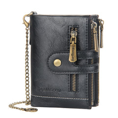 Baellerry  Short Wallet Double Zipper Tri-Fold Wallet For Men, Baellerry Brown, Baellerry Khaki, Baellerry Black, Baellerry Coffee