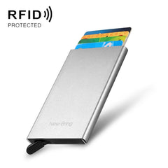 NEWBRING Metal Wallet Automatic Pop-up Anti-degaussing Card Holder, Blue, Black, Rose Red, Grey, Black With Back Stickers, Gray With Back Stickers