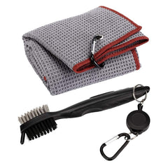 Hook Towel + Club Cleaning Brush Golf Cleaning Set, Towel + Brush White, Towel + Brush Grey, Towel + Brush Blue, Towel + Brush Black