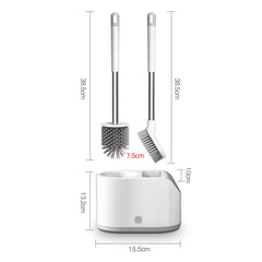 MT2 Silicone Double Brushs Head Toilet Brush Set, Landing Type, Wall-mount  Type