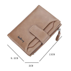Baellerry D3218 Men Short Multi-Card Slot Zipper Wallet Large Capacity Card Holder, Khaki, Black, Brown