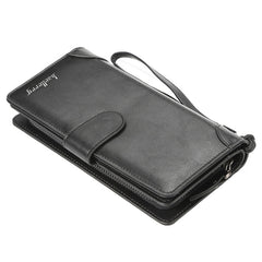 Baellerry S6701 Men Wallet Business Multi-card Mid-length Clutch Buckle Zipper Coin Purse, Black, Coffee, Brown
