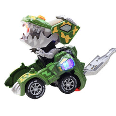 HG-884 Spray Deformation Dinosaur Fighting Vehicle Light Music Automatic Rotating Children Toys, Yellow, Green