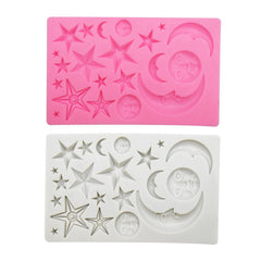 Star Moon Face Chocolate Clay DIY Silicone Mold, Pink, Gray
