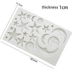 Star Moon Face Chocolate Clay DIY Silicone Mold, Pink, Gray