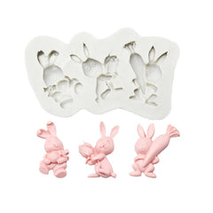 2 PCS Chocolate Baking Clay Silicone Mold, Specification: Three Rabbits, Three Rabbits, Double Egg, Carrot Rabbit, Bouquet Bunny