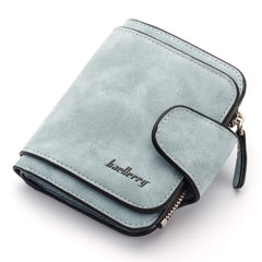 Baellerry Ladies Buckle Nubuck Leather Coin Purse Cute Small Fresh Student Wallet, Black, Rose Red, Light Blue, Brown, Light Pink, Grey, Deep Blue, Bright Red, Dark Red, Soot