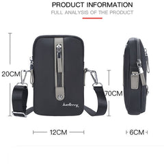 Baellerry Men Shoulder Bag Simple Casual Large Capacity Messenger Bag Business Zipper Wallet, Blue, Black, Grey
