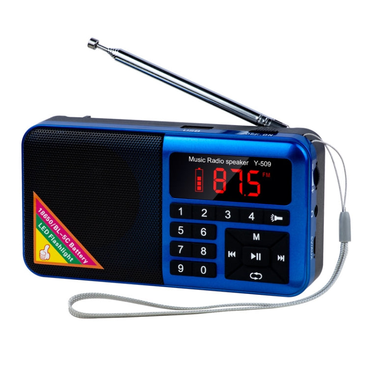 Bluetooth Card Radio Digital FM Player, Specifications: Y-509FM (No Solar Panel), Red, Gold, Blue, Black