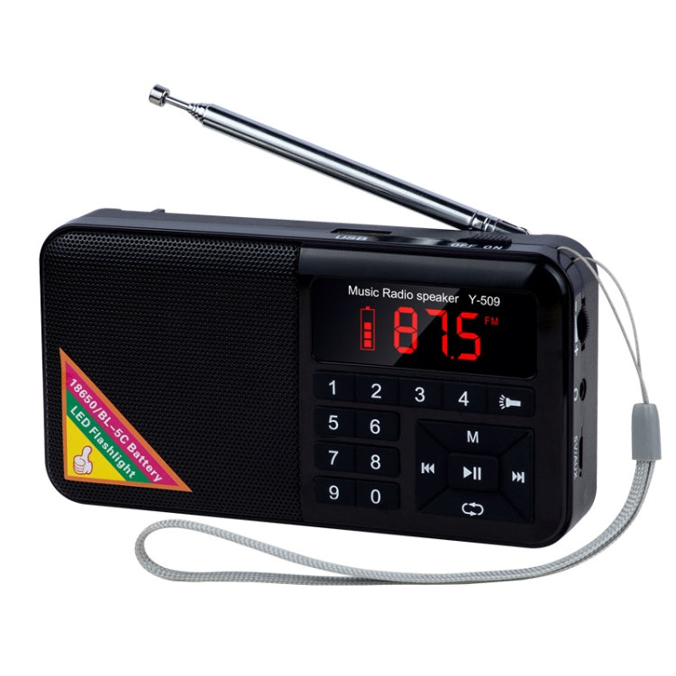 Bluetooth Card Radio Digital FM Player, Specifications: Y-509FM (No Solar Panel), Red, Gold, Blue, Black