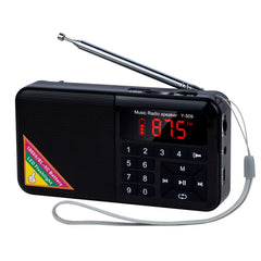 Bluetooth Card Radio Digital FM Player, Specifications: Y-509FM (No Solar Panel), Red, Gold, Blue, Black