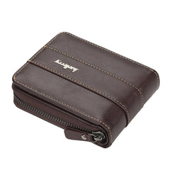 Baellerry Men Short Wallet Buckle Multi-card Coin Purse Tri-fold Zip Wallet, Black, Light-coffee, Dark Coffee