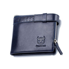 BULL CAPTAIN Anti-theft Brush Leather Wallet For Men, Blue, Black, Brown, Grey