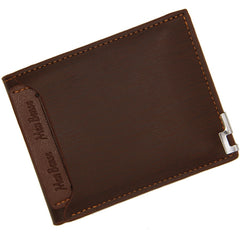MenBense Short Fashion Leisure Iron Side Pumping Card Clip Wallet, Black, Dark Brown, Light Brown