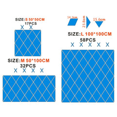 Rhombus Stitching Background Acrylic Mirror Decorative Stickers, Red Medium, Red Large