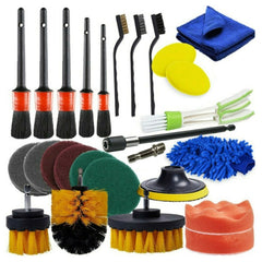 26 PCS / Set Car Beauty Car Wash Detail Brush Electric Drill Brush Outlet Brush, 26 PCS / Set Red, 26 PCS / Set Yellow