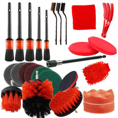 26 PCS / Set Car Beauty Car Wash Detail Brush Electric Drill Brush Outlet Brush, 26 PCS / Set Yellow, 26 PCS / Set Red