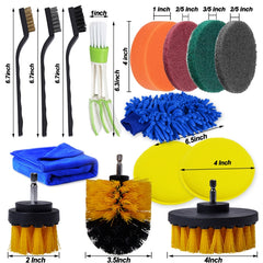 26 PCS / Set Car Beauty Car Wash Detail Brush Electric Drill Brush Outlet Brush, 26 PCS / Set Red, 26 PCS / Set Yellow
