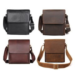 Vintage Crazy Horse Leather Men Shoulder Bag Messenger Bag, Black, Brown, Dark Brown, Brown Yellow