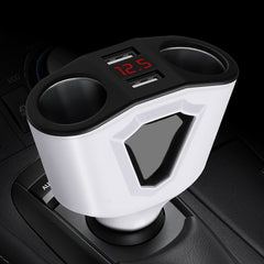 3.1A Dual USB Digital Display Multi-Function Driving Recorder Universal Automotive Charger, White, Black