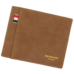 MenBense Frosted PU Short Large Capacity Fashion Retro Three Fold Bag Men Wallet, Black, Navy, Dark Brown, Light-Light