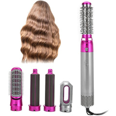 5-in-1 Hot-air Comb Automatic Straightening Dual-purpose Hair Dryer, Silver+Rose Red(EU Plug), Silver+Rose Red(US Plug), Silver+Rose Red(UK Plug), Silver+Rose Red(AU Plug), Black(EU Plug), Black(US Plug), Black(UK Plug), Black(AU Plug)
